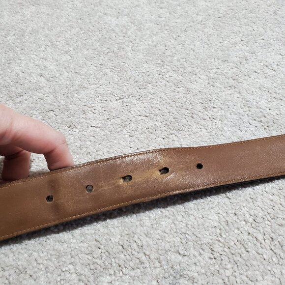 ALLEN EDMONDS & GEOFFREY BEENE Calfskin Leather Belt Black Brown Silver Men's 38 - Picture 4 of 9